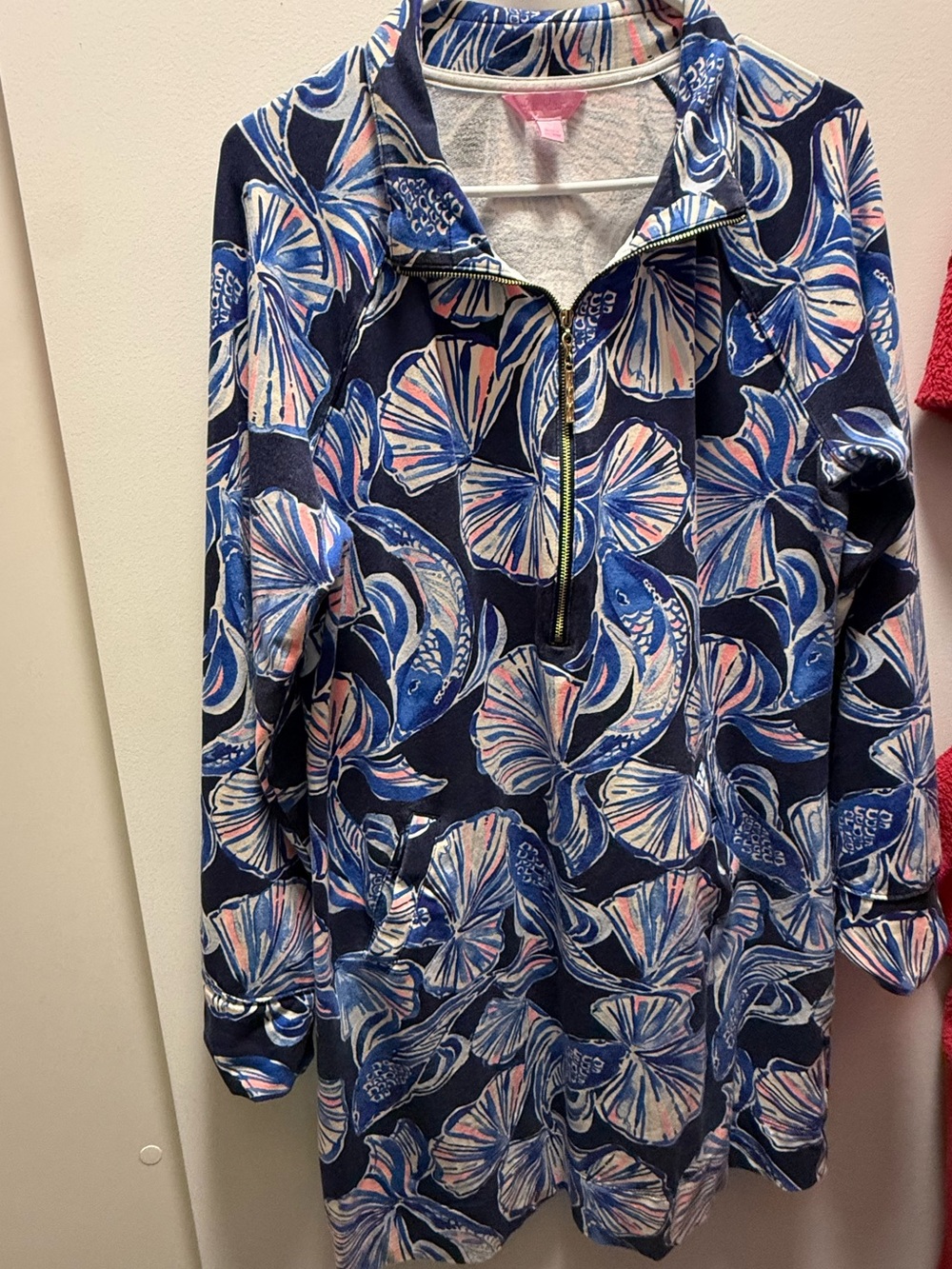Lilly Pulitzer Blue White Pink Multi-Color Zip Dress